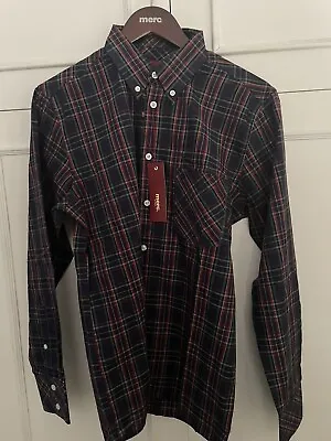 £15 • Buy Merc London “Neddy” Mod/Skinhead Navy Tartan Button Down Shirt, Medium , BNWT