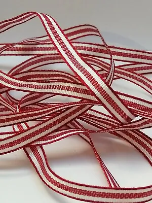 £0.99 • Buy Quality Woven 5-6mm Candy Striped Ribbon By The Metre, Choice Of Colours