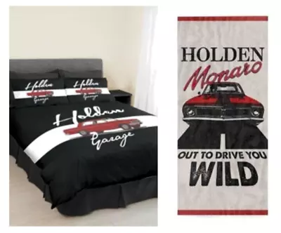 Holden Garage Design Doona Quilt Bedding Cover Set Size King & Hsv Beach Towel • $99.95