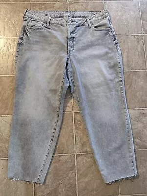 Old Navy Sz 20 OG Straight Denim Jeans Gray Button Fly Stretchy Women H1 • $24.99