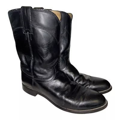 Justin Roper Boots Jackson Men's Size 10 D Black Leather 10  Tall Chestnut • $62