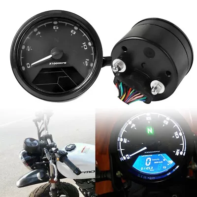 LCD Digital Universal Motorcycle Odometer Speedometer Tachometer 12000RPM Gauge • $29.99