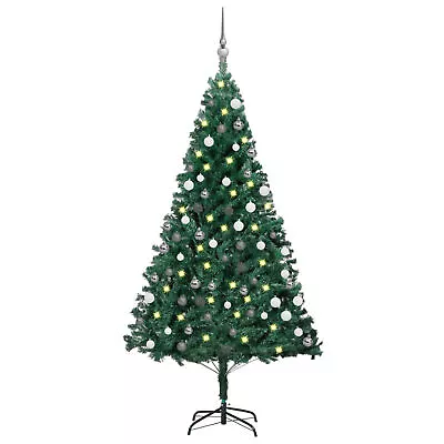  Artificial Pre-lit Christmas Tree With Ball Set Green 180  PVC B3Q0 • $180.49