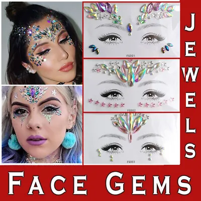 Festival Make Up Face Gems Jewels Temporary Sticker Stick On Glitter Tattoo • £2.89