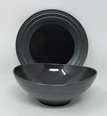 Mikasa Swirl Graphite 1 Salad Plate & 1 Cereal Bowl • $19.88