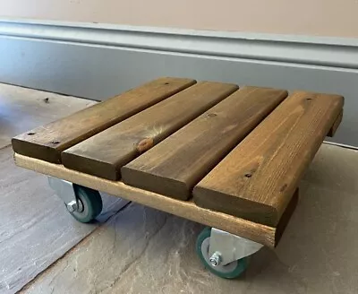 £21.99 • Buy Heavy Duty Plant Pot Caddy Wooden Mover Trolley Wheels Garden Planter Stand