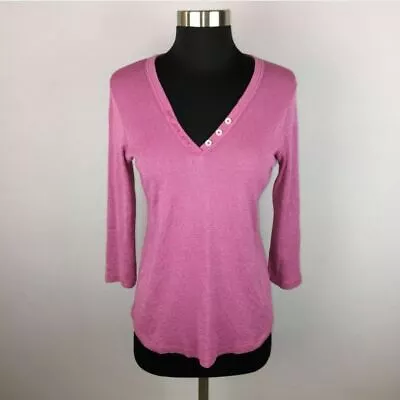 Michael Stars Maternity One Size Fits Most Pink 3-Button Henley Top 3/4 Sleeve • $21.24