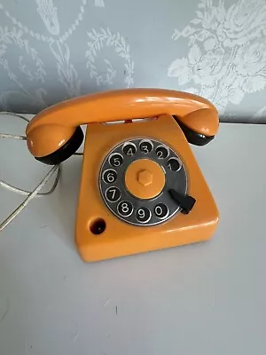 Vintage 1970s Mehanotehnika Orange Toy Phone Yugoslavia Only 1 • $6.15