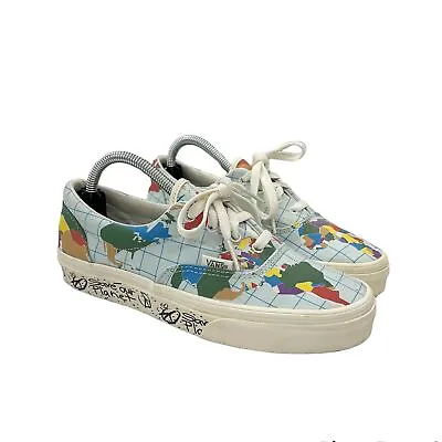 Vans Save Our Planet World Map Low Top Lace Canvas Sneakers Mens 4.5 Womens 6 • £16.74