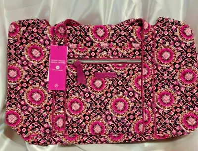 Vera Bradley ICONIC SMALL TRAVEL DUFFEL In RASPBERRY MEDALLION Compliant NWT • $74