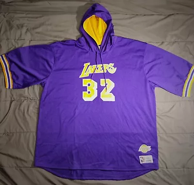 Mitchell & Ness Purple Los Angeles Lakers Short Sleeve Jersey Hoodie Size 4XLT • $49.99