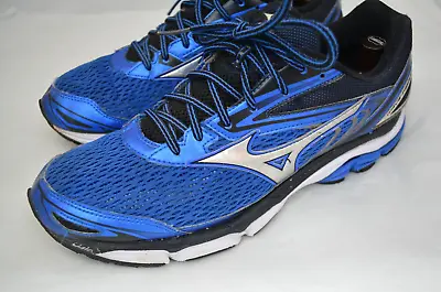 Mens MIZUNO Wave Inspire 13 Blue Black Running SHoes Size 11.5 • $39.99