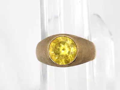 MENS 10k YELLOW GOLD RING W 4.60cts LAB CREATED YELLOW SAPPHIRE SIZE - 10 • $365.84