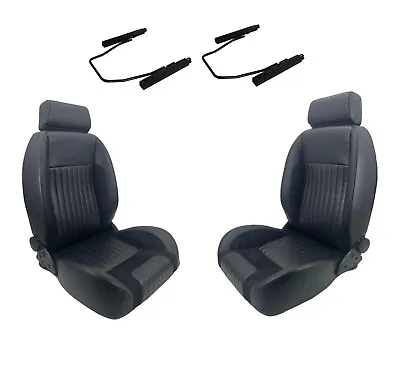 Classic Style High Back Bucket Seats Black PU Leather Pair For Ford XW XY • $949.99
