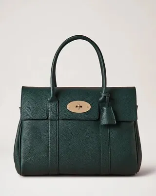 Mulberry 'Bayswater' Mulberry Green Heavy Grain Twin Handle Tote $1650 - BNWT • $1250