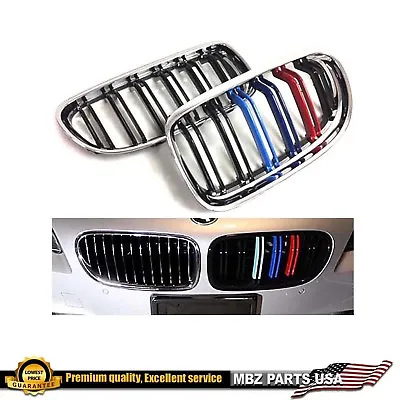 E90 E91 3 Series Sedan Black Grille Chrome BMW M Color Double Line Kidney M3 Set • $39.99