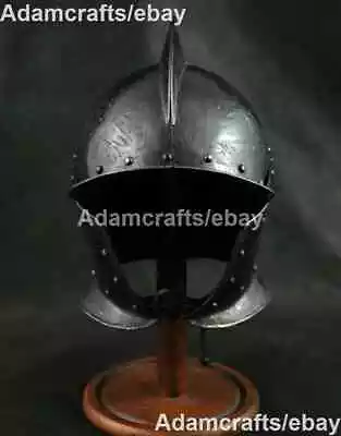 Medieval Cabasset Spanish Helmet Hammered Steel Roman Ancient With Stand HTT77 • $97.57