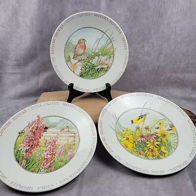 Marjolein Bastin Wildflower Meadow 8” Dessert Salad Plate Bird Flowers Lot Of 3 • $21.21