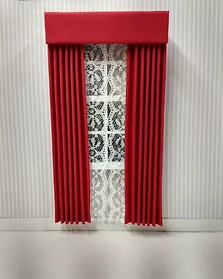 Cardinal Red Dollhouse Curtains 1:12 Scale • $12.49