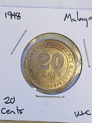 1948 Malaya 20 Cents Coin Uncirculated • $3.74