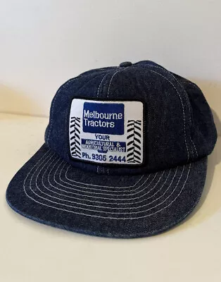 $29.95 • Buy Vintage 90s Melbourne Tractors RARE Denim Adjustable Cap Hat - John Deere