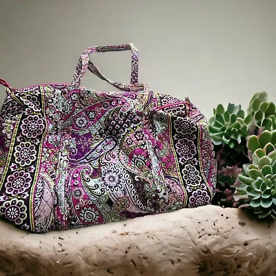 Vera Bradley Very Berry Paisley Large Duffle Overnight Bag Double Handle 21  X 1 • $59.99