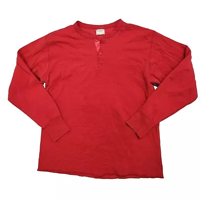 LL Bean Wool Blend River Driver 1/4 Button Henley Shirt Men's LARGE Red EUC • $24.99