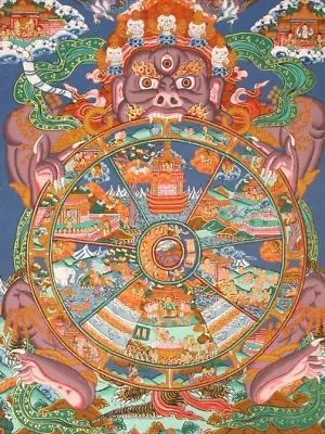 Wheel Of Life Samsara Mandala Tibetan Thangka Paper Poster Hand-painted • $22.06