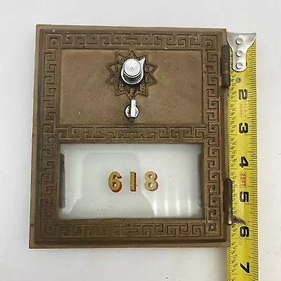 Vintage Postal- Keyless Lock Box Door Brass Post Office W/Glass- Works • $20.89