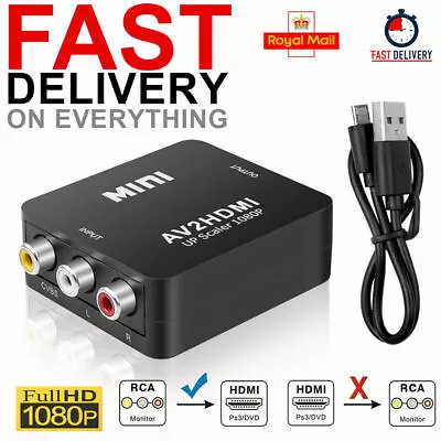 £5.99 • Buy RCA CVBS AV To HDMI 1080P Video Audio Composite Converter Mini Adapter HDTV/DVD