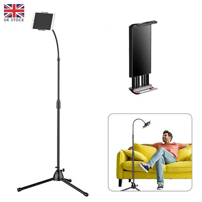 For IPad IPhone Tablet Tripod Floor Stand Holder Adjustable Gooseneck Black HOT • £16.99