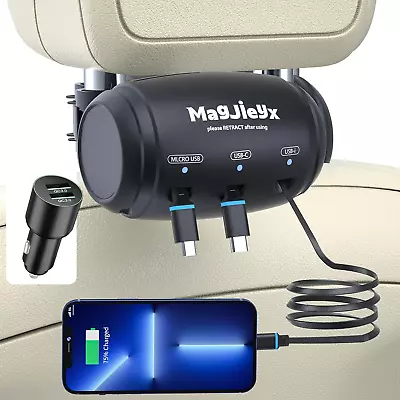 Multi Retractable Car Charger Station Headrest 3 In 1 Charging Box Share Ride  • $44.34