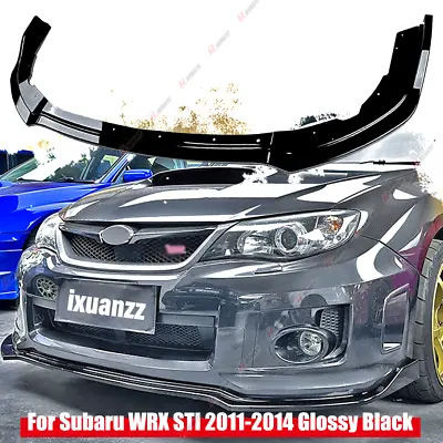 For 2011-2014 Subaru WRX STI CS2-Style JDM Glossy Black Front Bumper Body Lip 3x • $64.99