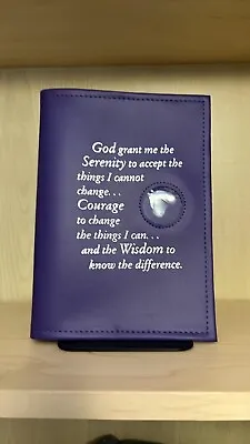 Alcoholics Anonymous AA Big Book Cover Serenity Purple Orchid Medallion Holder • $16.49