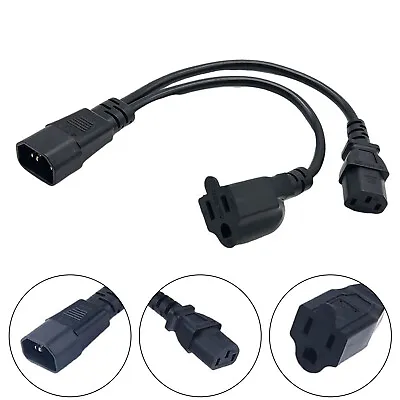 C14 Male To C13 Nema 5‑15R Y Splitter Power Cord PDU Chassis Extension Adapter*1 • $10.25