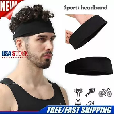 Men Women Sweat Sweatband Headband Yoga Gym Running Stretch Sports Head Band US • $6.36