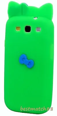 For Samsung Galaxy I9300 S3 Case Green Blue 3D Bow Soft Silicon SIII • $7.80