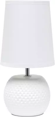 Simple Designs LT2084-WHT Mini Studded Texture Ceramic Bedside Table Lamp White • $23.68