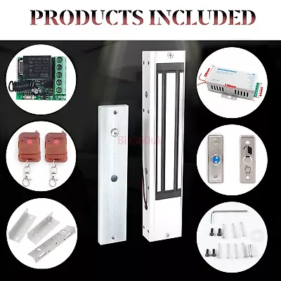 Door Access Control System Electric Magnetic Lock 2 Wireless Remote Controls • £136.98