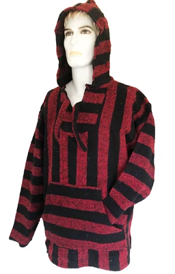 £19.99 • Buy Hoodie Mexican Baja Jerga Drug Rug Jumper Festival Surf Hippie Red Colours