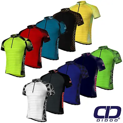 DIDOO Mens Cycling Jersey Short Sleeve Bicycle Breathable Summer Polyester Top • £9.95