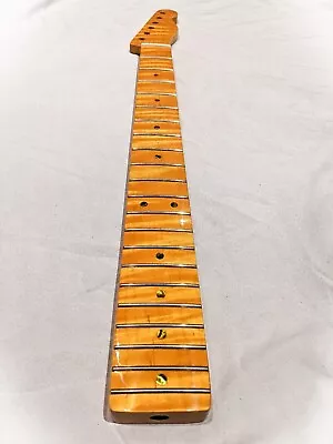 Yellow Flame Maple Guitar Neck Tele Telecaster 21 Fret Vintage Tint Glossy Strip • $65.79