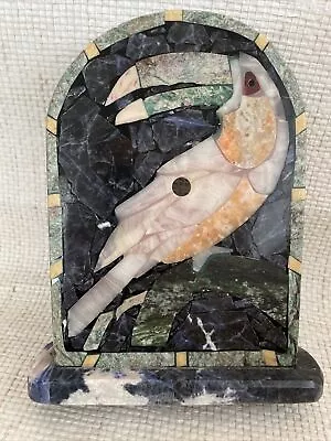 Vintage Toucan Mosaic Marble Mantle Clock Tropical Beach Rare • $49.88