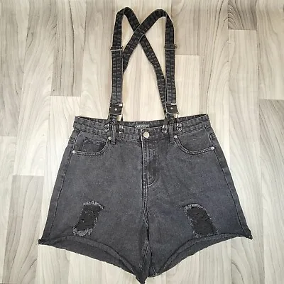 $27.89 • Buy Forever 21+ Suspender Shorts Black Plus Sizes (34  Waist) Size 12 Distressed
