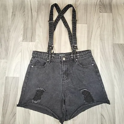 Forever 21 + Suspender Shorts Black Women Plus Size 12 Distressed (34  Waist) • $24.50