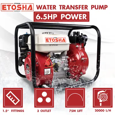 ETOSHA Gas Water Pump 6.5HP Transfer 1.5'' Irrigation Fire Fighting Hi-Flow • $169.90