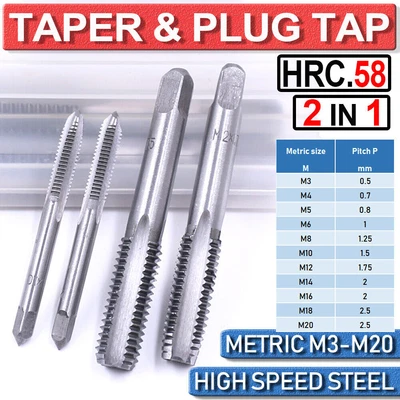 £5.49 • Buy HSS Metric Taper & Plug Tap Set M3-M20 Right Hand Thread Cutter Taps For Metal