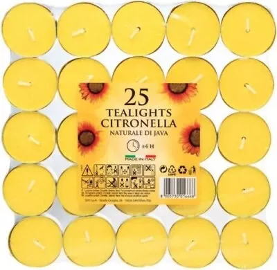 Price's Citronella Tealight Candles Garden Home Insect Repeller Pack Of 25 • £5.49