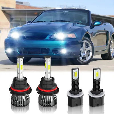 For Ford Mustang 1994-2004 6000K LED Headlight High Low Fog Light 4X Bulbs Combo • $29.99