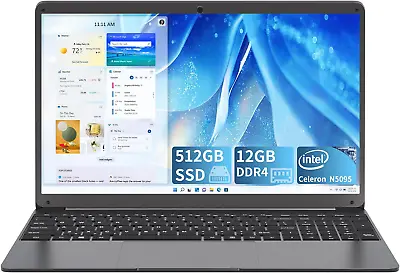 SGIN  15.6  Laptop 12GB RAM 512GB SSD Intel Celeron Quad-Core 2.8GHz HD 1080P • £240